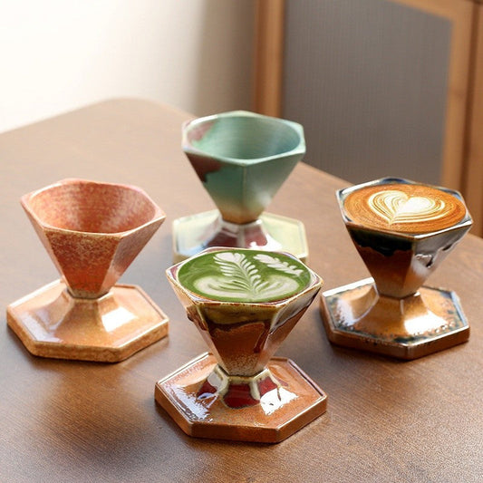The Aurora Flow Hexagonal Kiln-Fired Espresso Cup