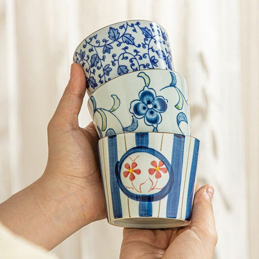 Indigo Leaf Ceramic Tea Cup