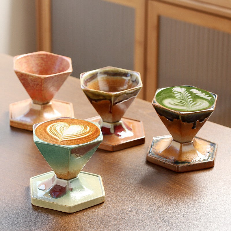 The Aurora Flow Hexagonal Kiln-Fired Espresso Cup