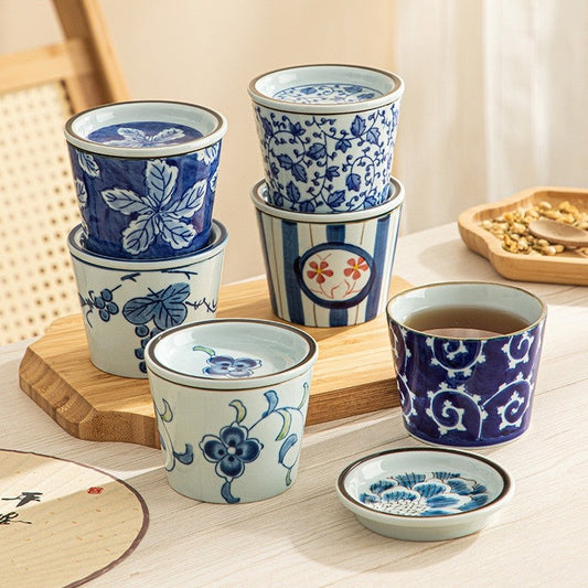 Indigo Leaf Ceramic Tea Cup