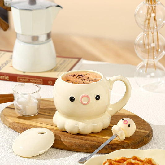JellyJoy 3D Ceramic Jellyfish Mug with Lid and Spoon