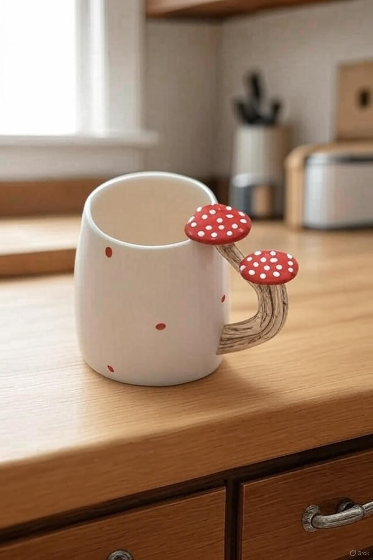 Woodland Whisper 3D Mushroom Handle Ceramic Mug