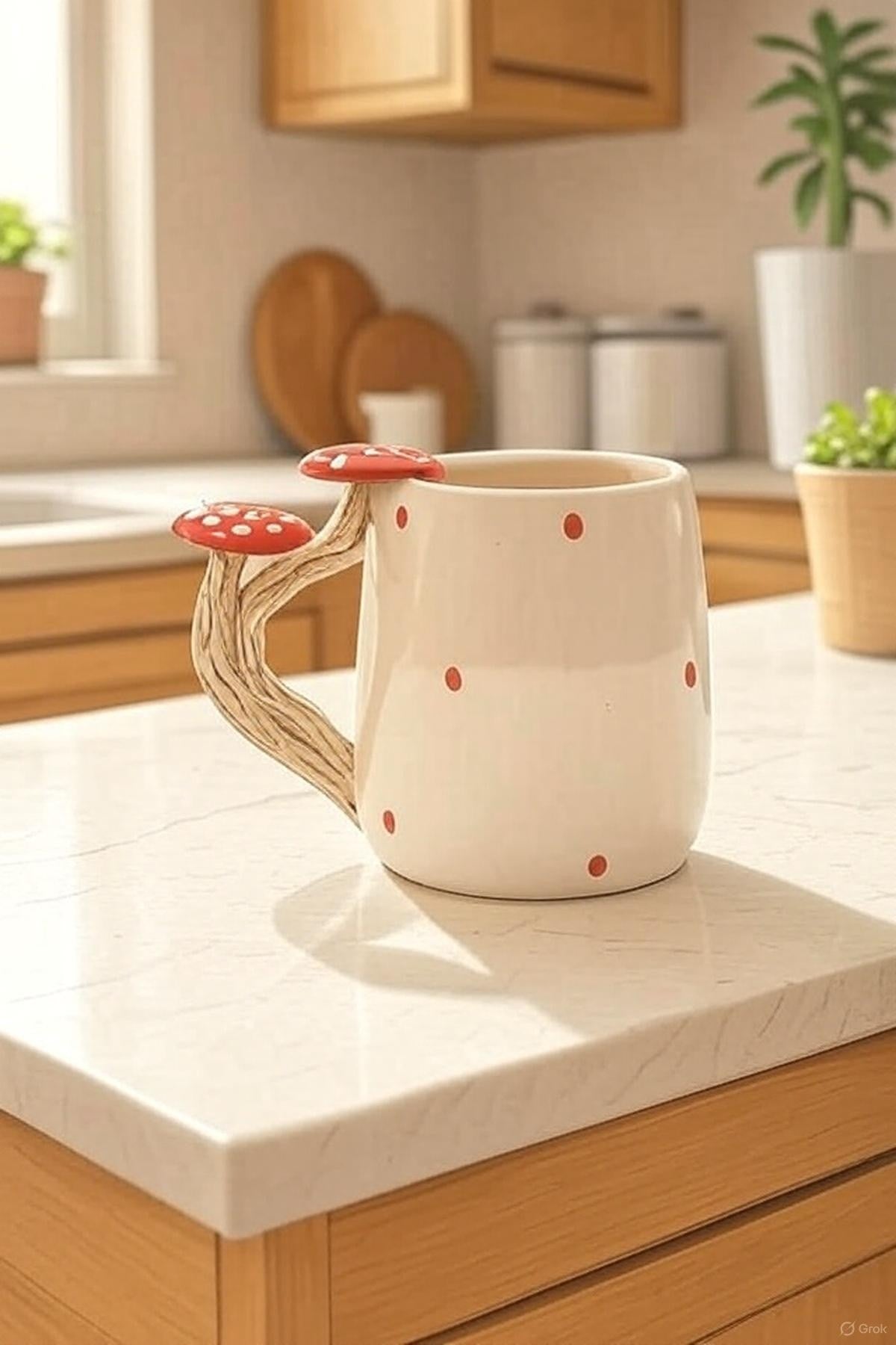 Woodland Whisper 3D Mushroom Handle Ceramic Mug